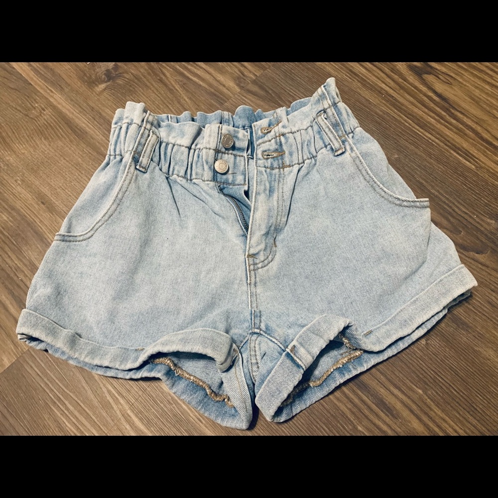 Pacsun small denim paperbag waist mom shorts